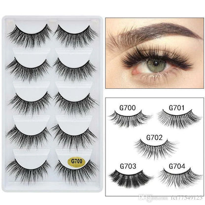 5 PAIRS Eyelashes Eye Lashes Natural Long Makeup False Mink Handmade Fake