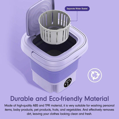 Large Capacity 11L Foldable & Portable Mini Washing Machine - Low Noise Clothes Washer For Pets & Baby