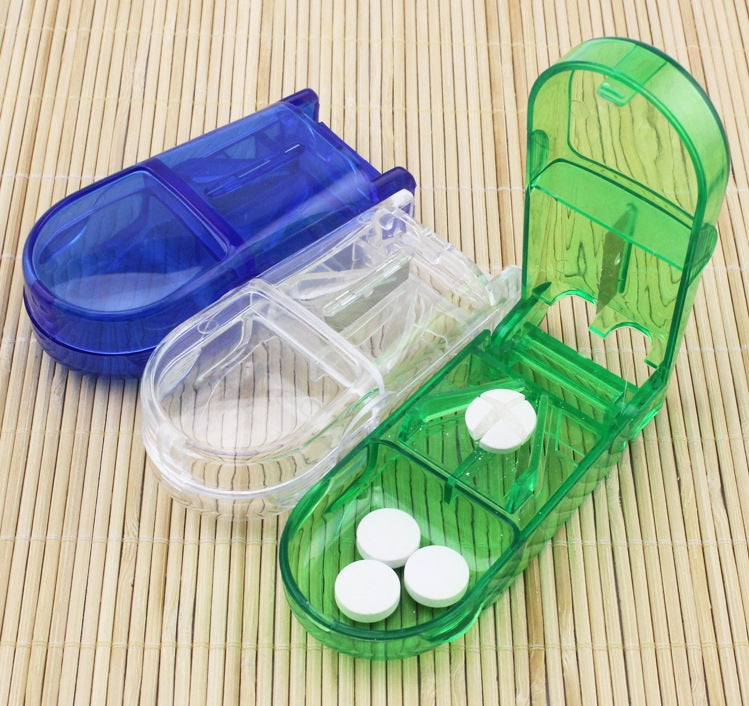 Portable Pill Cutter Tablet Vitamin Splitter Divider Travel Medicine Storage Box