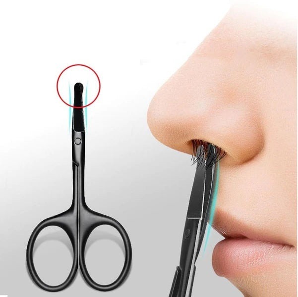 Round Head Nose Hair Trimming Scissors - Eyebrow Eyelash Manicure