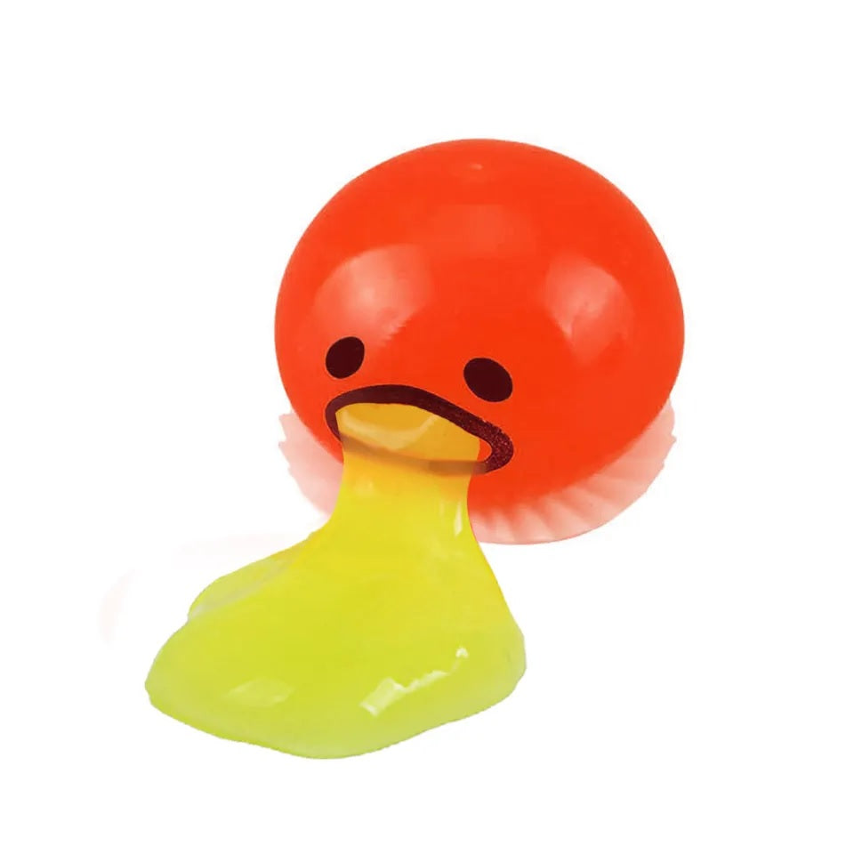 Squishy Puking Egg Yolk Squeeze Ball Yellow Goop Anti-Stress Relief Toy Vomit