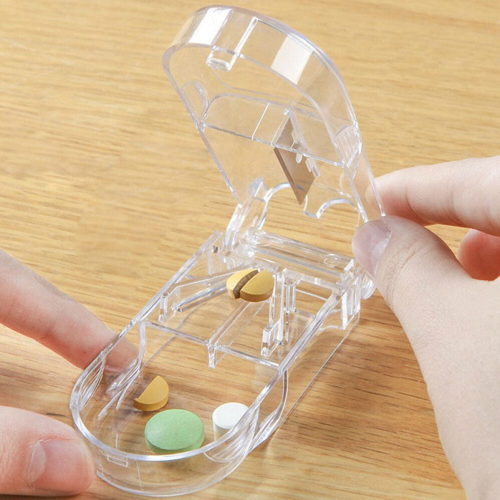 Portable Pill Cutter Tablet Vitamin Splitter Divider Travel Medicine Storage Box